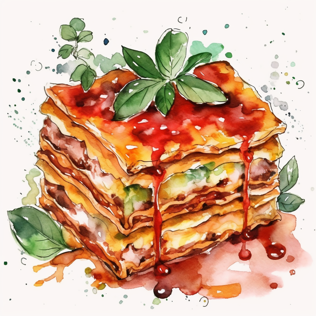 lasagna watercolor clipart, white background, hd, - Clip Art Library