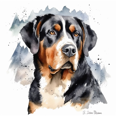 Greater Swiss Mountain Dog Clipart watercolor,white background