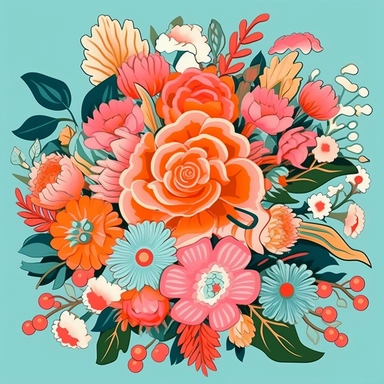 Beautiful floral bouquet clipart in the style of hiroshi nagai, featuring an assortment of exquisite flower arrangements, perfect for Mother's Day cards and gifts.