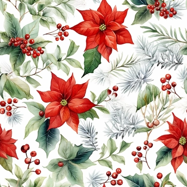Seamless pattern, Watercolor realistic clipart, christmas dear