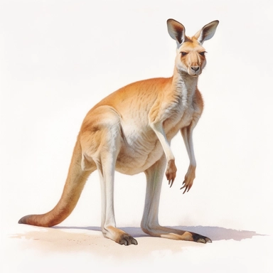 watercolor for a clipart with a white background of a kangaroo, hyperrealism, painted by Bo Bartlett