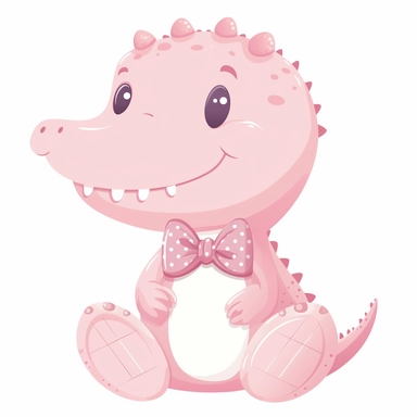 clip art of cute pastel pink girl alligator white background
