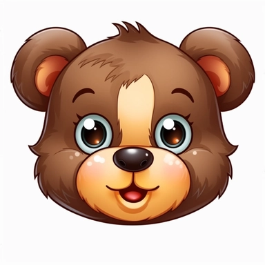 cute bear face clipart, style expressive, hd