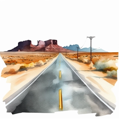 Watercolor Road Street Highway Watercolor Sublimation Clipart, Clipart, white background, no watermark, no text, no word,