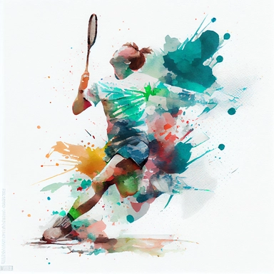 artistic clipart of a Badminton player doing Badminton, watercolor, hi-res
