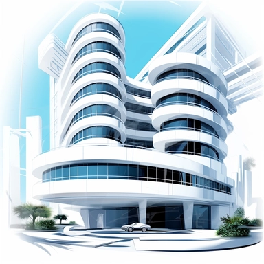 clipart Modern buildings , America , interior design , photo realistic, white background