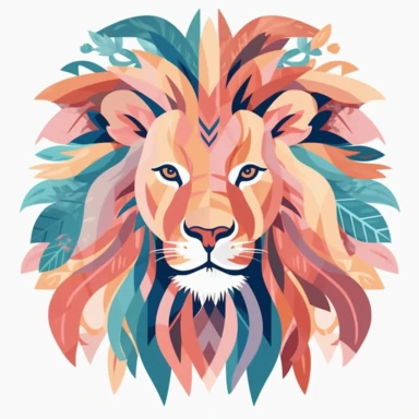 boho abstract Henri Matisse style illustratio clip arts vector illustration of LION pastel