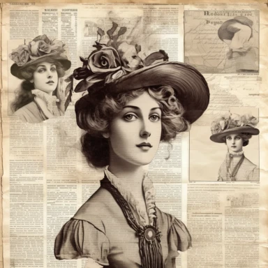vintage style woman newspaper illustrations clipart set, detailed 4k, clipart style, background white