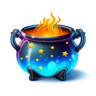 cute semi-realistic 3d wizard's magic cauldron clipart, isolated on white background