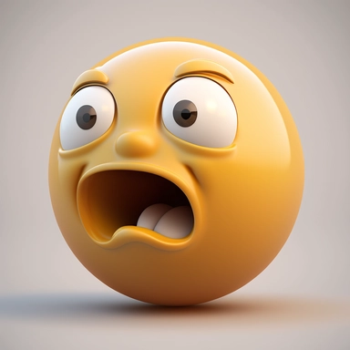 slightly suprised spherical emoji with closed mouth 3d render clipart 8k