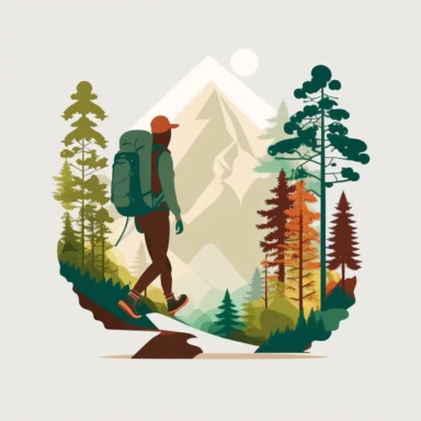 flat Color Clipart hiking nature white background