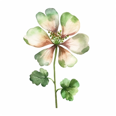 Watercolor single Clover Clipart
