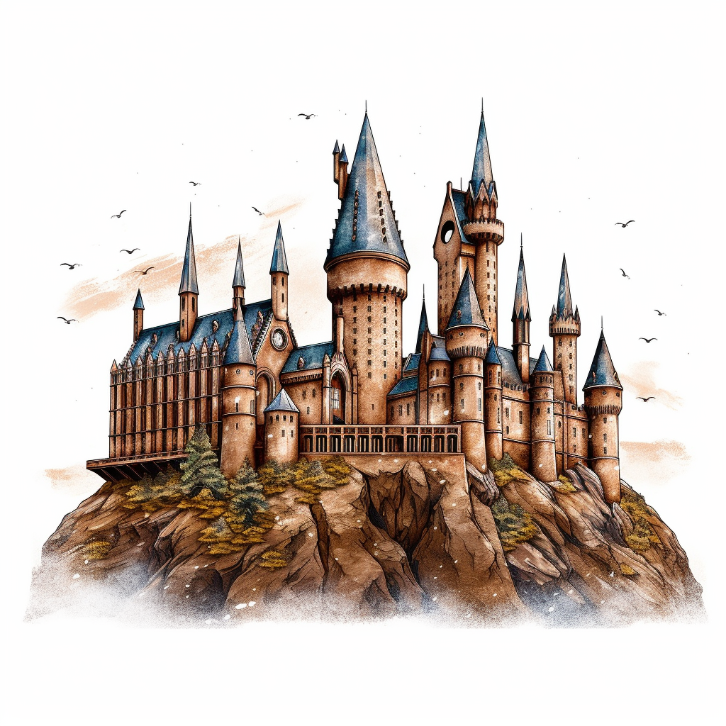 harry potter hogwarts castle, clip art, white background - Clip Art Library