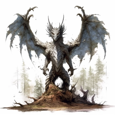 dragon of shadows, full body in a burned forest, design by twilight designs, in the style of david nordahl, jean-baptiste monge, farel dalrymple, fantastical street, high resolution, imaginative characters, clipart, blank white background
