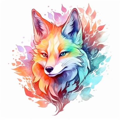 Watercolor Fox clipart on a white background in the style of feminine sticker art, Tanya Shatseva, storybook illustration, mysterious and unique tones, Georgia O'Keeffe, colored line art, colored outlines, warm tones, colored line art, colored outlines, iridescent, gradient shading, Pixar style fox, vibrant digital art oil paint photorealism, an illustration of a colored fox, meticulous sketches, Magali Villeneuve, simple, colorful illustrations Tags: Fox Clipart, Watercolor Fox, Forest Animals,
