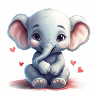 Cute Baby elephant cartoon,a unique cute baby animal clipart unveils a world of innocence, joy, and endless adorableness