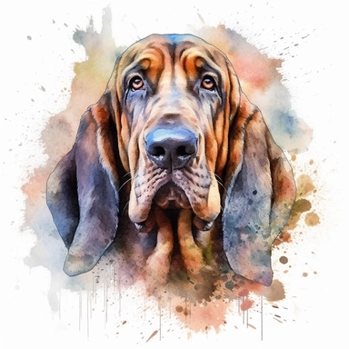 Bloodhound portrait. watercolor, illustration, clipart 32k, HD,