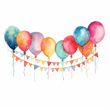 watercolor Birthday banner clipart white background