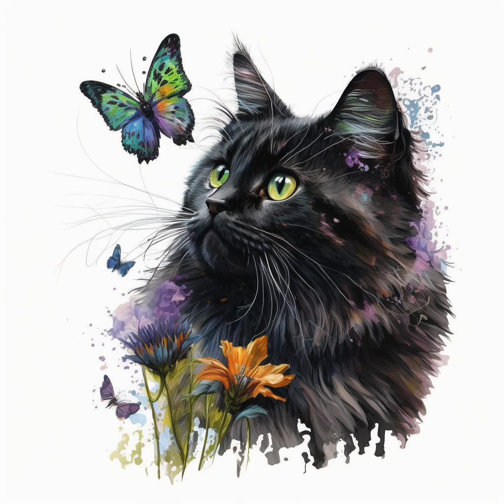 cat butterfly cliparts