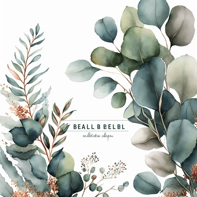 watercolor eucalyptus edges and border clipart