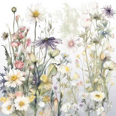 white bottomWild Floral Clipart, Watercolor Wild Flowers, Floral Clipart, Premade Clipart, Wedding Clipart, Spring Clipart, Wild Flowers, Flowers, ornate, Club, Lithography, side view, 2d platformer, Motion blur, vibrant colors, Medicalcore, magic sparkles lighting, high ly detailed, natural lighting