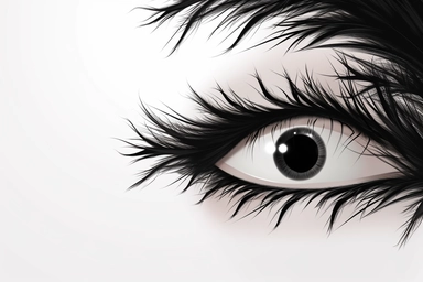 real lashes on a white background in silhouette style on white background like fake eyelashes svg clipart, negative space + Sharp + realistic, photo realistic, cinematic, symmetrical, high detail,