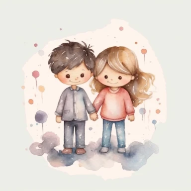 Aquarell, cute siblings, Clipart, taransparent background - Image #2 <@266128602100269060>