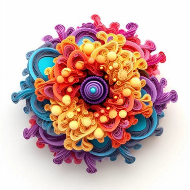 3D Infinity fractal clipart, vibrant chakra colors, on white background