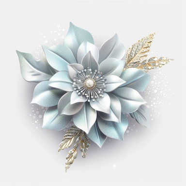 a beautiful prom flower with sparkle and glitter in pastel blue white background Clipart