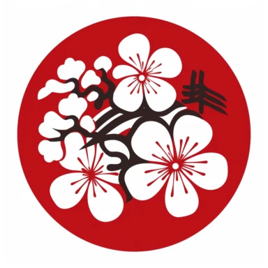 background clipart icon illustration design of Fuku (福) - The Japanese character for luck or fortune, often depicted in a stylized form and used as a lucky charm. on a white background