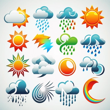 clipart set of weather logos high render, simple design,, pure white background , vector, for windy conditions
