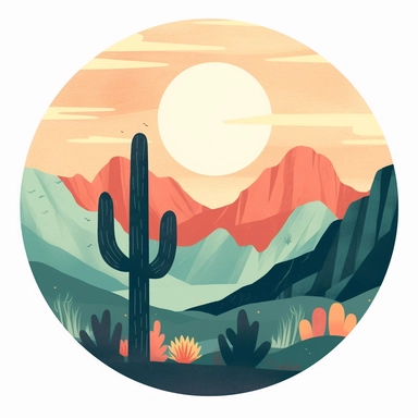 clip art. Mountains. cactus. minimalist. hiking. tucson inspired.