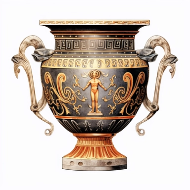 ancient greece krater, vintage style, white background, clipart