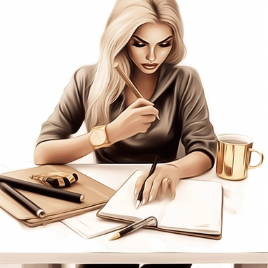 Gold table, Planner Girl Clipart, Boss Babe, Illustration, Girl Boss Clipart, beauty therapist, lash artist, make up artist, illustration, realistic, Boss Lady, fashion, modern women, entreprenuer, Boss Lady, Female Entrepreneur, Business Women, Asian women, blonde hair wearing heels, designer bag and sun glasses