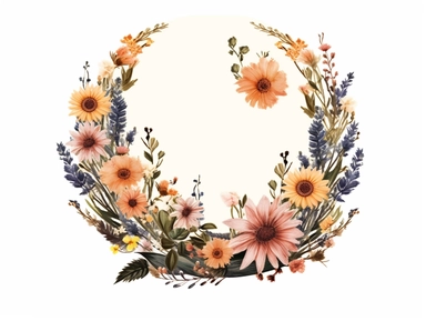 vintage pressed flowers, in a crescent moon shape, for a T-shirt graphic, minimalist, white background with margins, clipart style