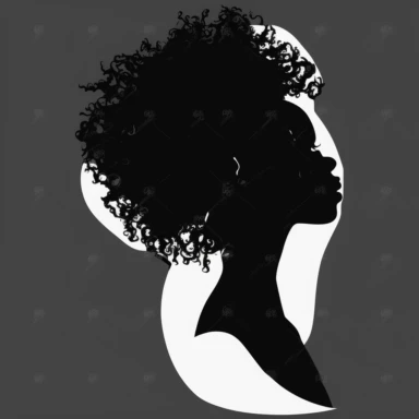 Black Woman silhouette, Afro female, hairstyle, cartoon, vector, sharp focus, super detailed, illustration, 16:9, v4, q2, 16k, High quality, clipart