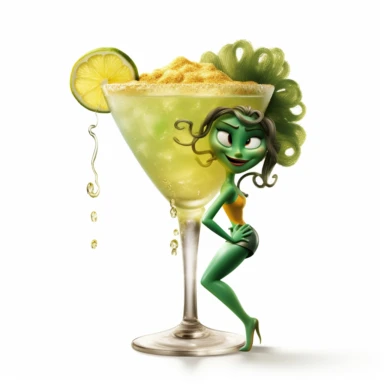 Pixar movie sexy margarita drink, no human, face expressions, ultra detailed, white background, clipart,