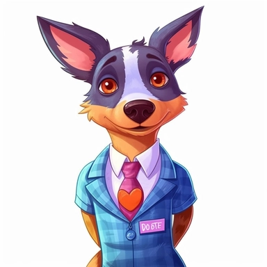 cattle dog dressed as business woman voting, clipart isolated on white background, in the style of vibrant murals, pixar, disney, cheerful colors, multilayered dimensions, strong facial expression, colorful cartoon, petcore