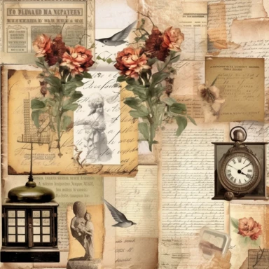 vintage Victorian Junk Journal kit clipart