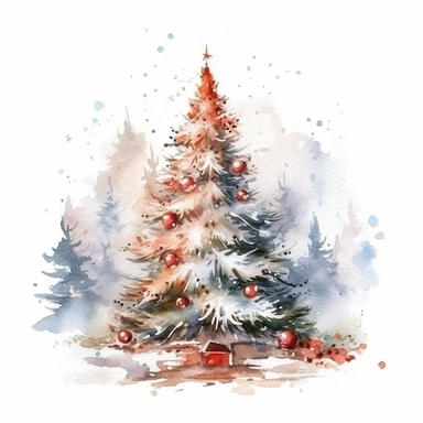 watercolor style, elegant christmas, clipart, isolated on white background, 4K