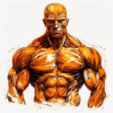 muscle+man , highly detailed,flame orange,clipart.