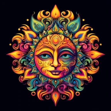 Sun as Psychedelic real Cool clipart HD for tshirt designs magical surreal