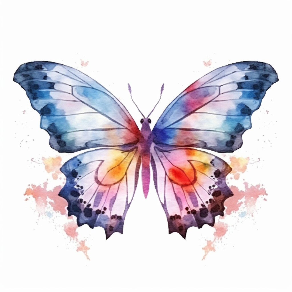 watercolor double exposure butterfly clipart illustration, isolated on ...