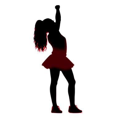 cheerleader silhouette 2d art, white background, clipart