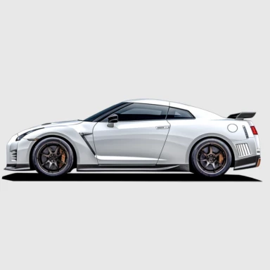 hyperrealism painting,Nissan GT-R, white background, Vector style, digital art,side view, clipart
