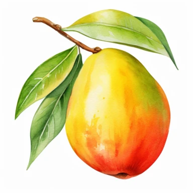 a mango, watercolor clipart