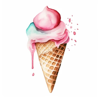 watercolor ice cream cone clip art white background
