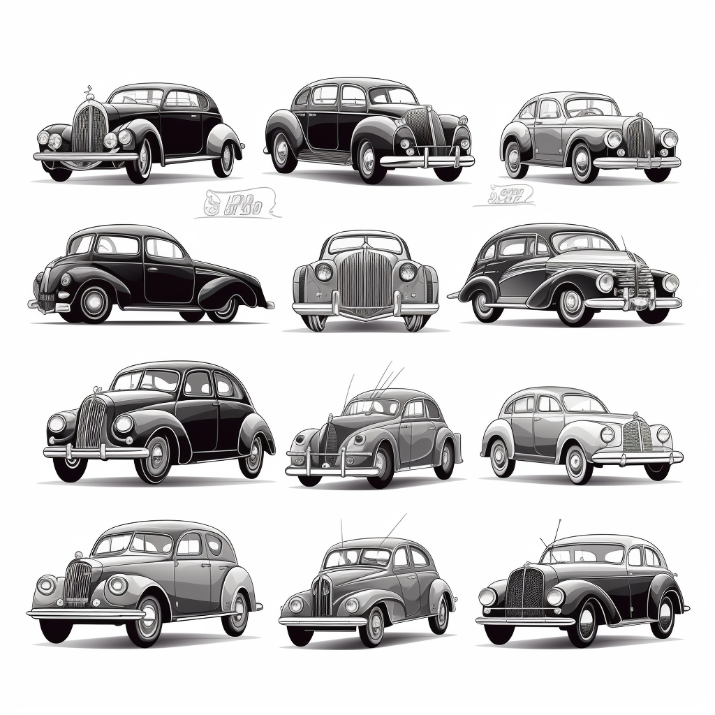 black and white car clipart