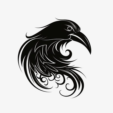 inspiering fantasy logo, raven claw, clipart, empty background, black and white