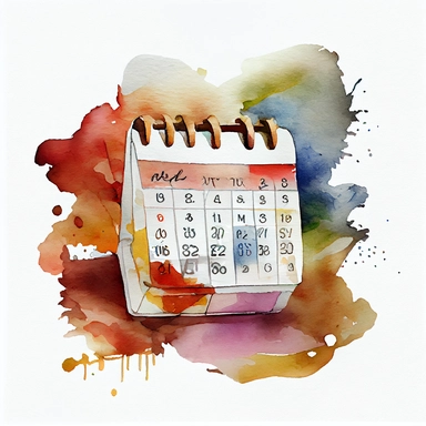 Watercolor clip art of a Calendar, isloated white background, no spils--upbeta